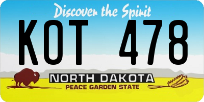 ND license plate KOT478