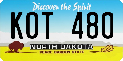 ND license plate KOT480
