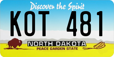 ND license plate KOT481