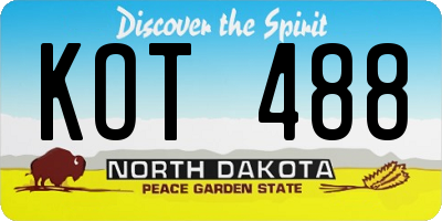 ND license plate KOT488