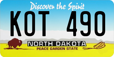 ND license plate KOT490