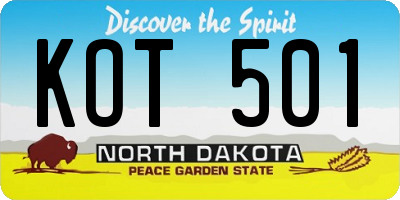 ND license plate KOT501