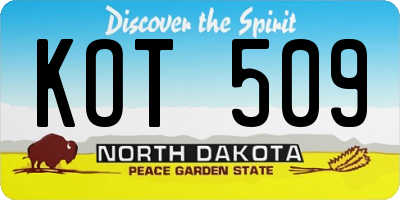ND license plate KOT509
