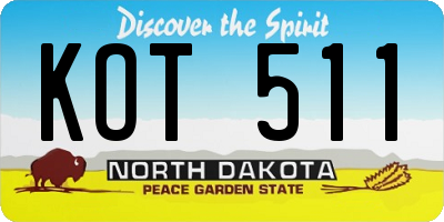 ND license plate KOT511