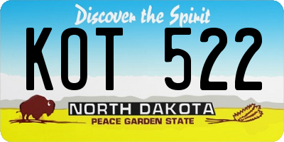 ND license plate KOT522