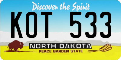 ND license plate KOT533