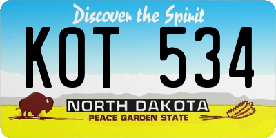 ND license plate KOT534