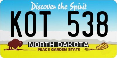 ND license plate KOT538