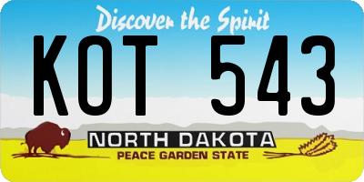 ND license plate KOT543