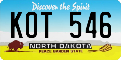 ND license plate KOT546