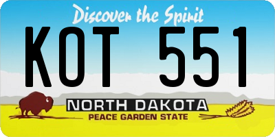 ND license plate KOT551