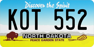 ND license plate KOT552