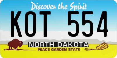 ND license plate KOT554