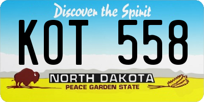 ND license plate KOT558