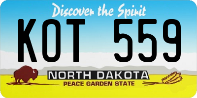 ND license plate KOT559
