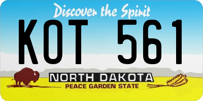 ND license plate KOT561