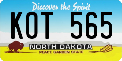 ND license plate KOT565