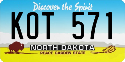ND license plate KOT571