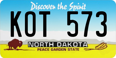 ND license plate KOT573