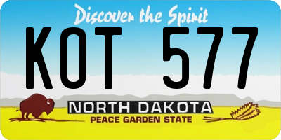 ND license plate KOT577