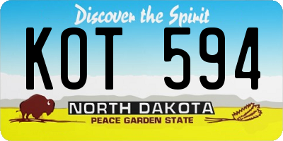 ND license plate KOT594