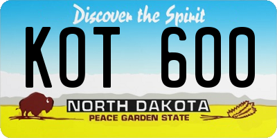 ND license plate KOT600