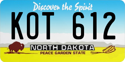 ND license plate KOT612
