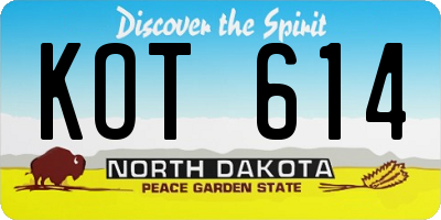ND license plate KOT614