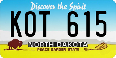 ND license plate KOT615