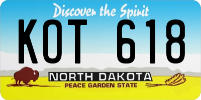 ND license plate KOT618