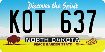 ND license plate KOT637