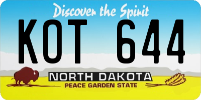 ND license plate KOT644
