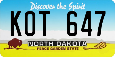 ND license plate KOT647