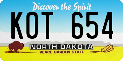 ND license plate KOT654