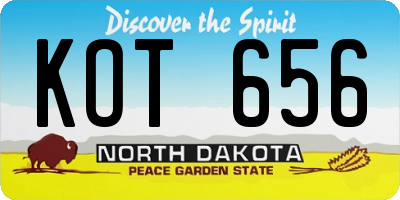 ND license plate KOT656