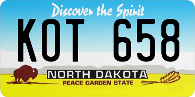 ND license plate KOT658