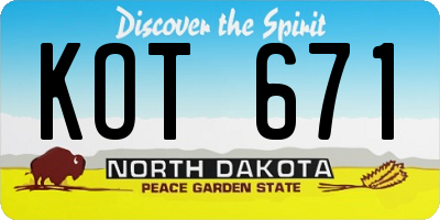 ND license plate KOT671