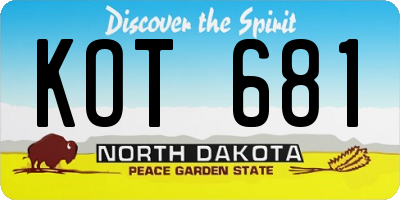 ND license plate KOT681