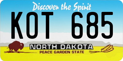 ND license plate KOT685