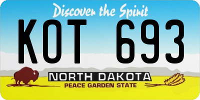 ND license plate KOT693