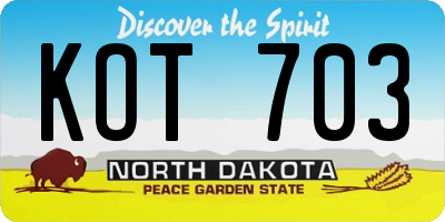 ND license plate KOT703