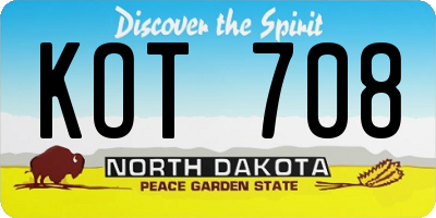 ND license plate KOT708