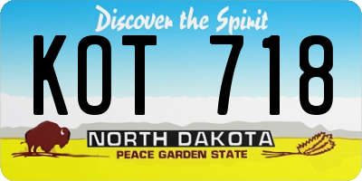 ND license plate KOT718