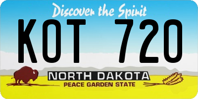 ND license plate KOT720