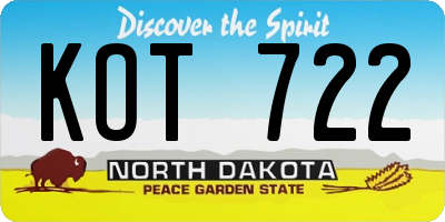 ND license plate KOT722