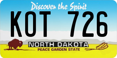 ND license plate KOT726
