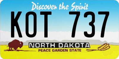 ND license plate KOT737