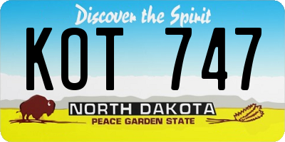 ND license plate KOT747