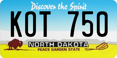 ND license plate KOT750