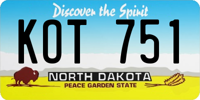 ND license plate KOT751